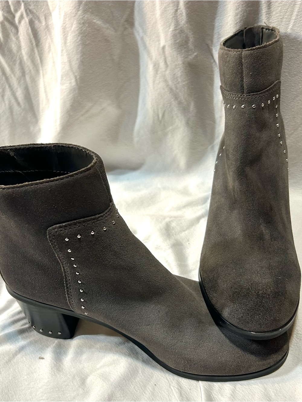 Marc Fisher Gray Suede Studded Ankle Booties